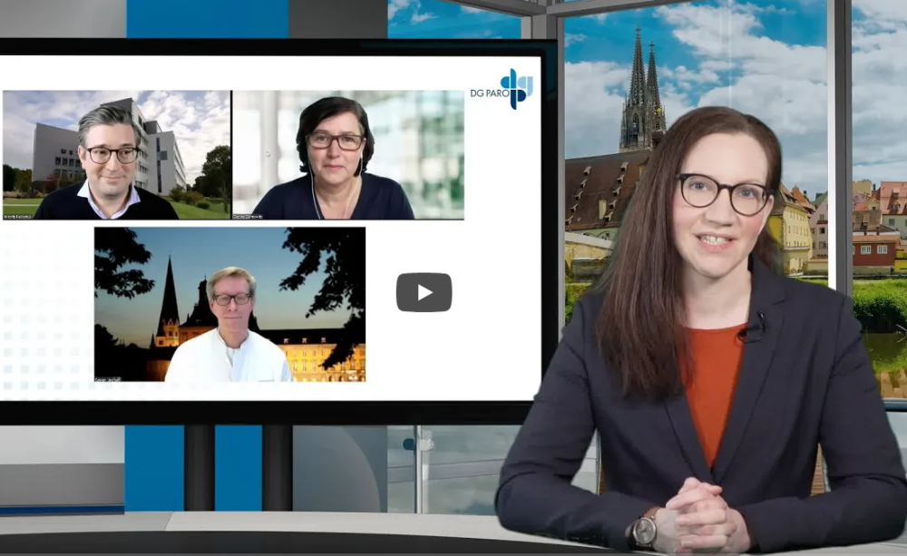 Neues Format: Die Vorstellung der S3-Leitlinie erfolgte durch Prof. M. Kebschull, Frau Prof. B. Dannewitz und Prof. S. Jepsen, moderiert wurden alle Videos von Nina Meckel von der Agentur MedXMedia. Neues Format: Die Vorstellung der S3-Leitlinie erfolgte durch Prof. M. Kebschull, Frau Prof. B. Dannewitz und Prof. S. Jepsen, moderiert wurden alle Videos von Nina Meckel von der Agentur MedXMedia.