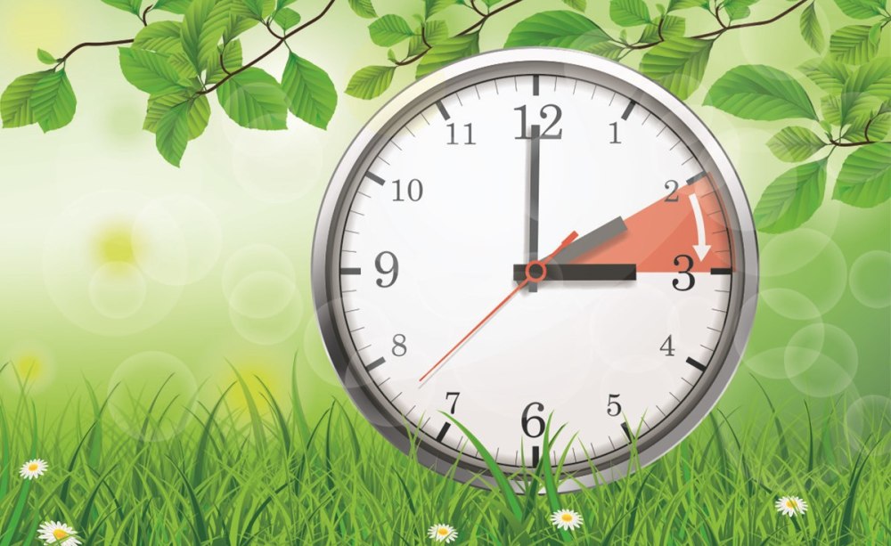 Sommerzeit Uhrumstellung Uhr zeigt Umstellung auf Sommerzeit